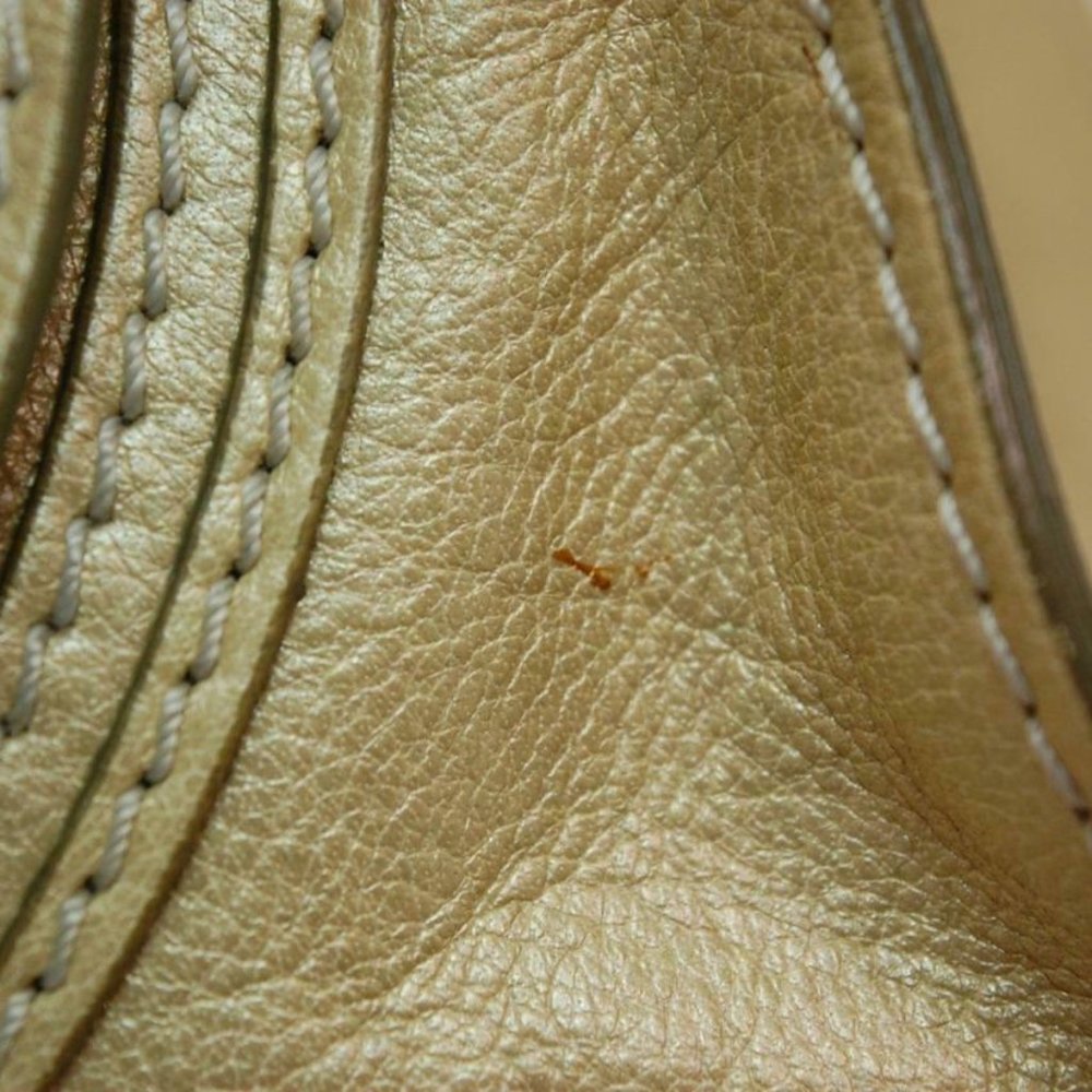 Auth Chloe Marcie Medium Shoulder Bag Leather Peal Gold - Picture 5 of 15